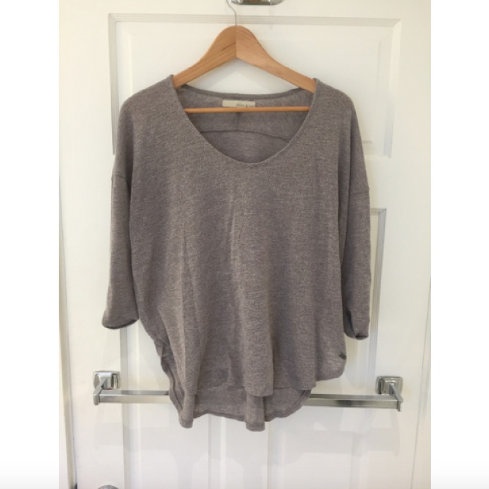 3/4 sleeve beige sweater